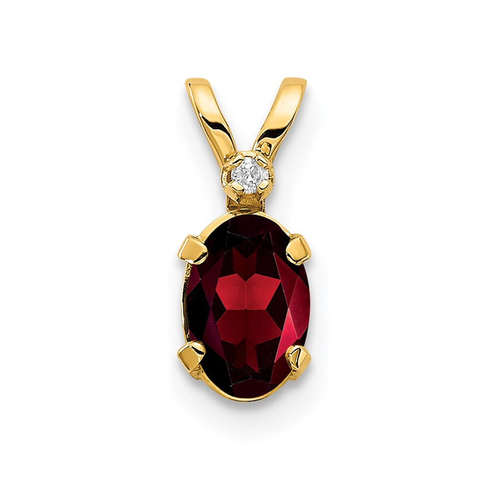 14K Gelbgold Anhänger mit Diamant und Granat-Geburtsstein
