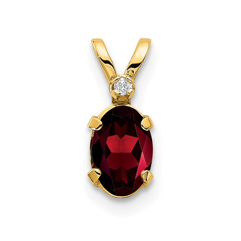 14K Gelbgold Anhänger mit Diamant und Granat-Geburtsstein