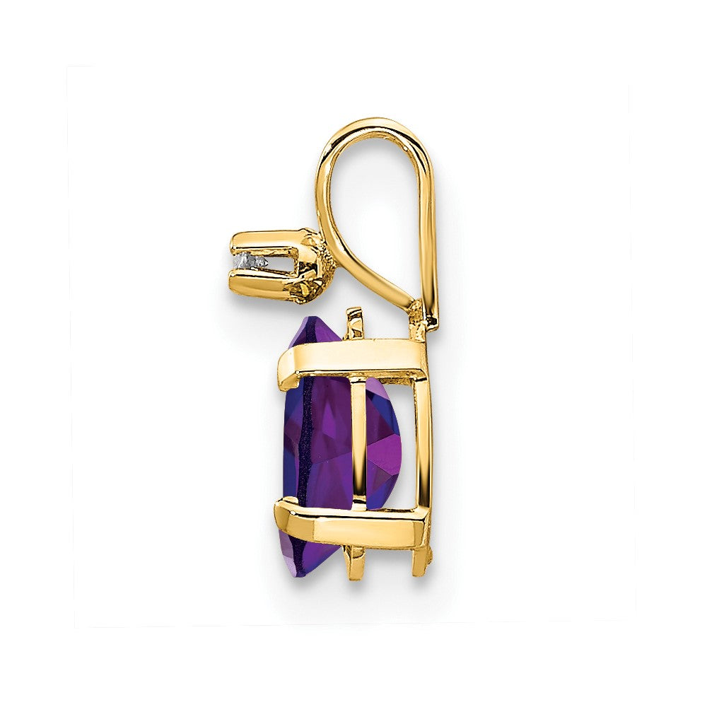 14K Gelbgold Anhänger mit Diamant und Amethyst-Geburtsstein