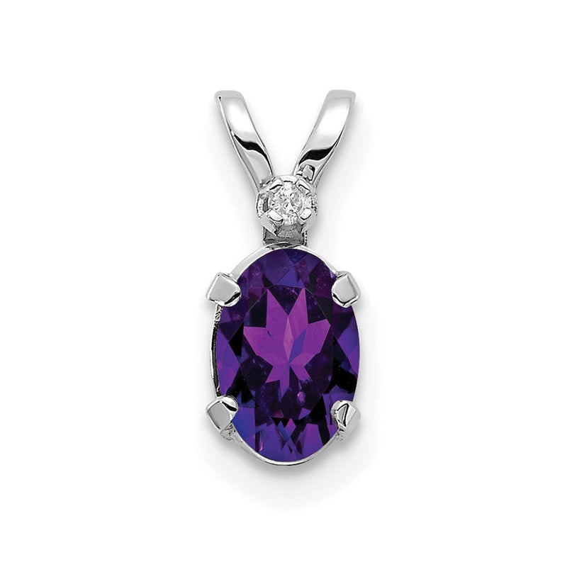 14K Weißgold Diamant und Amethyst Geburtsstein Anhänger