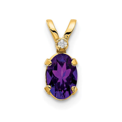 14K Gelbgold Anhänger mit Diamant und Amethyst-Geburtsstein