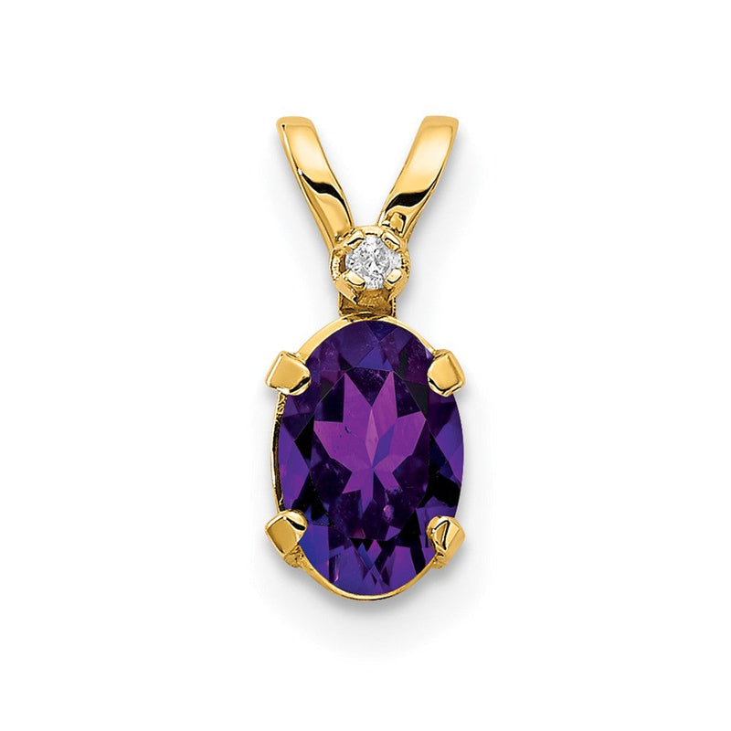 14K Gelbgold Anhänger mit Diamant und Amethyst-Geburtsstein