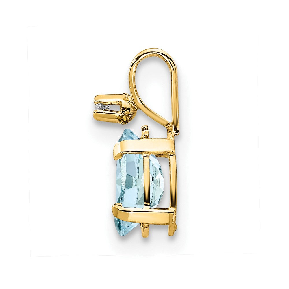 14K Gelbgold Anhänger mit Diamant und Aquamarin-Geburtsstein