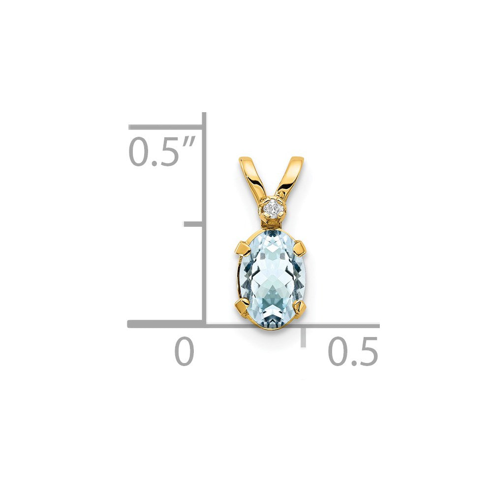 14K Gelbgold Anhänger mit Diamant und Aquamarin-Geburtsstein