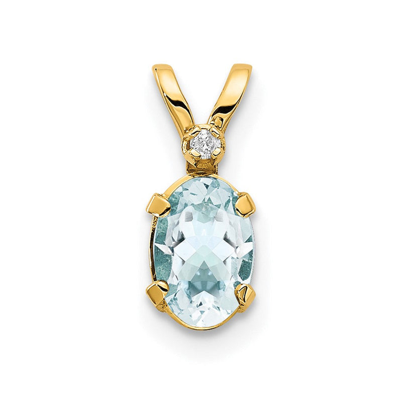 14K Gelbgold Anhänger mit Diamant und Aquamarin-Geburtsstein