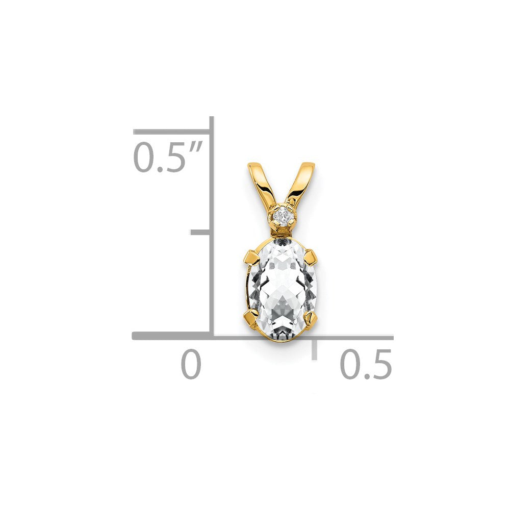14K Gelbgold Anhänger mit Diamant und weißem Topas-Geburtsstein