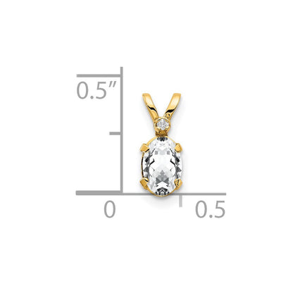 14K Gelbgold Anhänger mit Diamant und weißem Topas-Geburtsstein