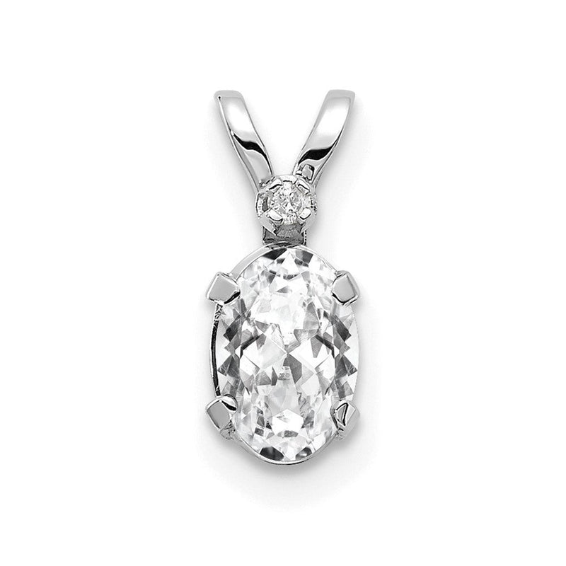14K Weißgold Diamant und Weiß Topas Geburtsstein Anhänger