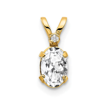 14K Gelbgold Anhänger mit Diamant und weißem Topas-Geburtsstein