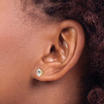 14K Gelbgold 6x4 Oval April/white Topas Ohrstecker