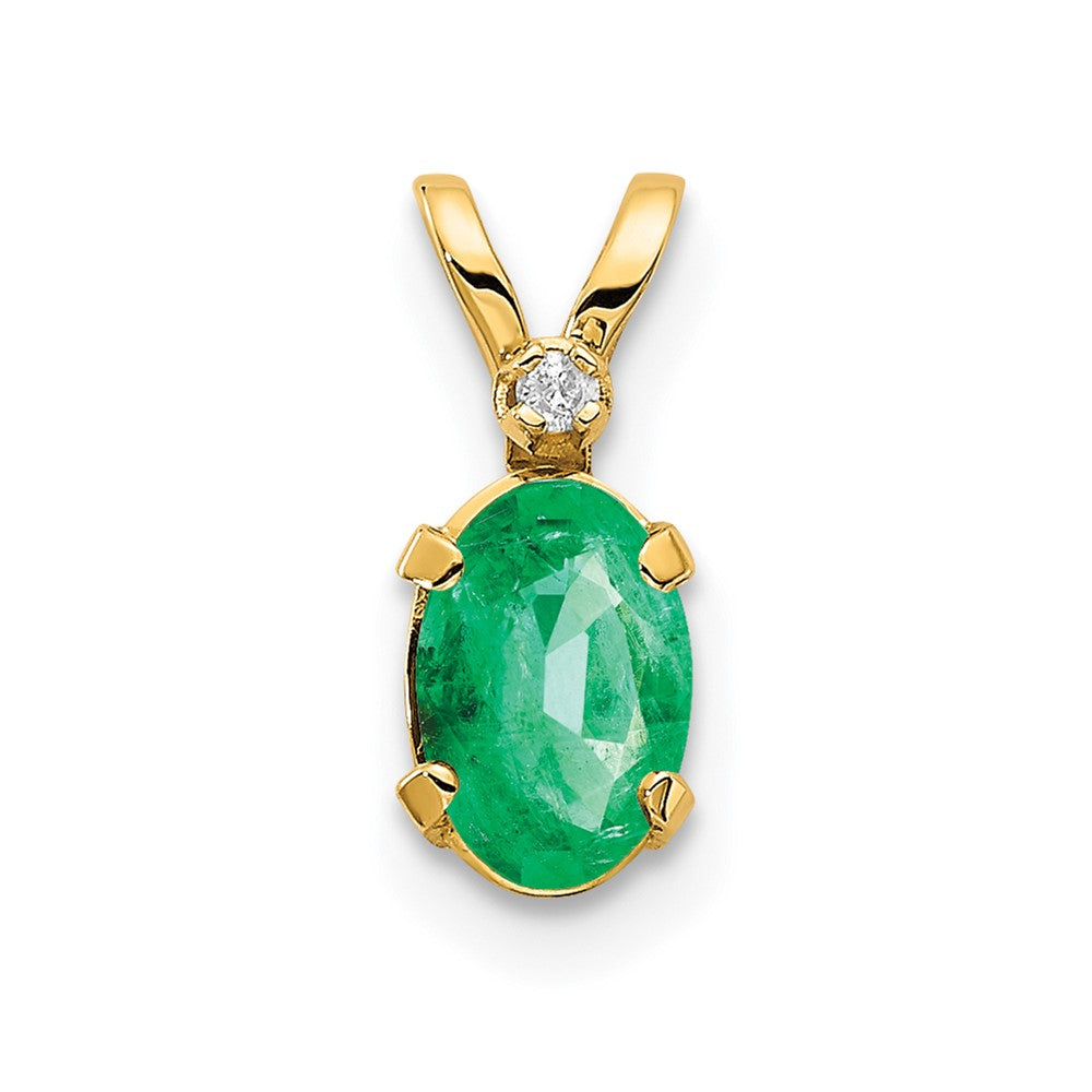 14K Gelbgold 14K Diamant & Smaragd Geburtsstein Anhänger
