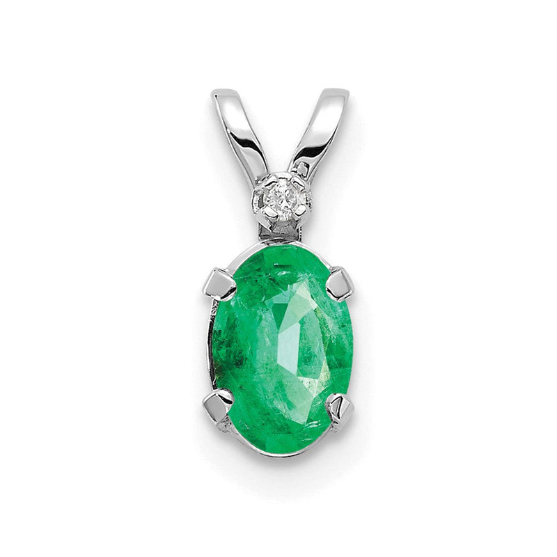 14K Weißgold Diamant und Smaragd Geburtsstein Anhänger