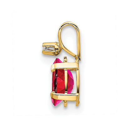 14K Anhänger mit Diamant und Rubin-Geburtsstein