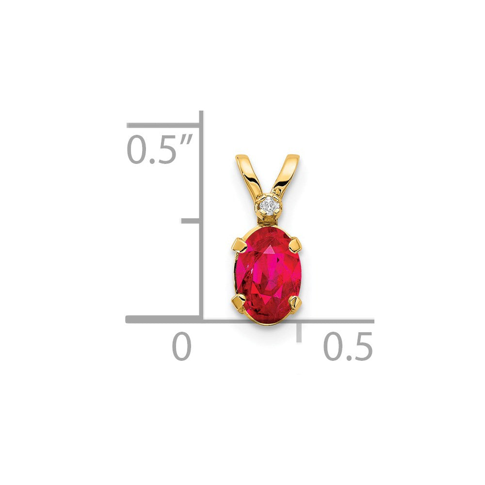 14K Anhänger mit Diamant und Rubin-Geburtsstein
