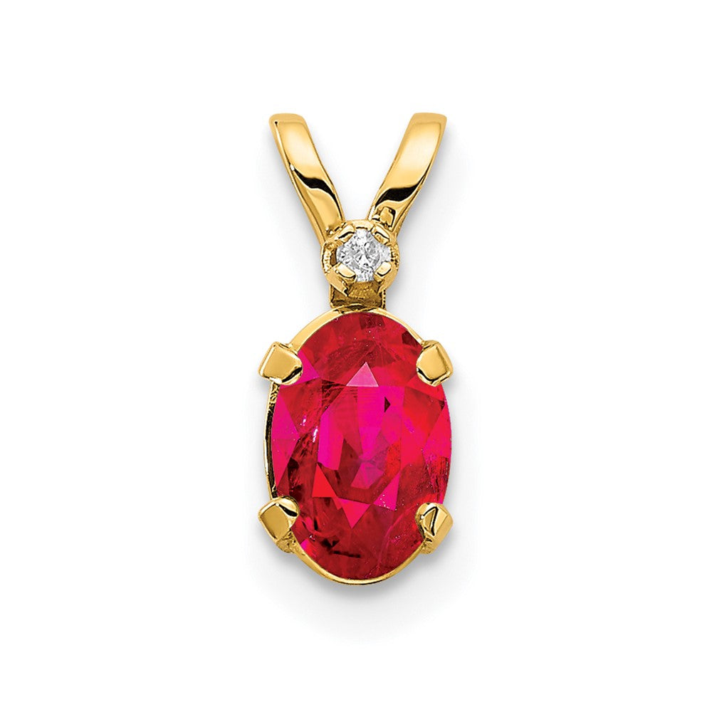 14K Anhänger mit Diamant und Rubin-Geburtsstein