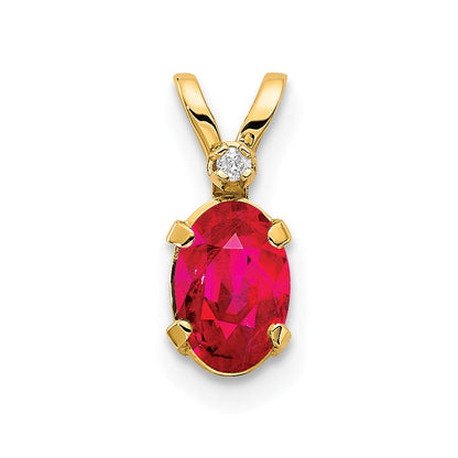 14K Anhänger mit Diamant und Rubin-Geburtsstein