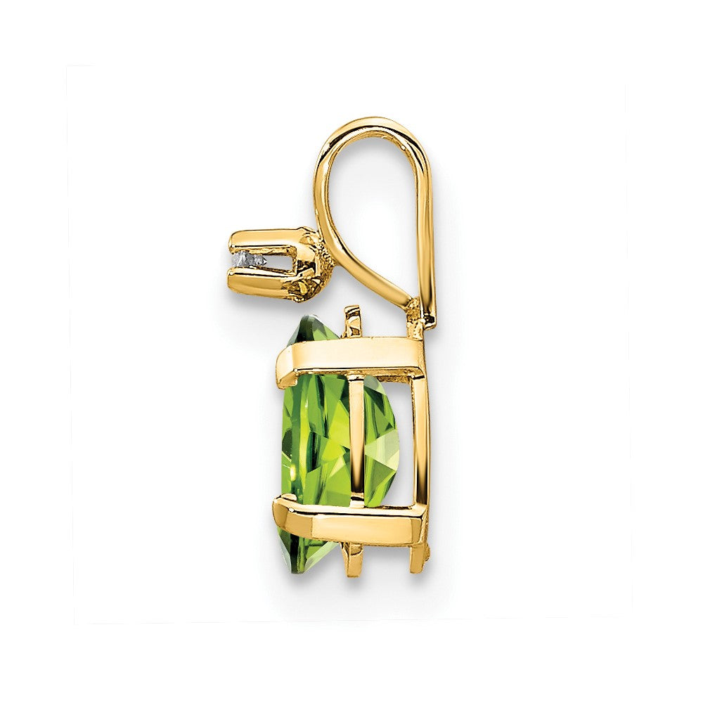14K Gelbgold Anhänger mit Diamant und Peridot-Geburtsstein