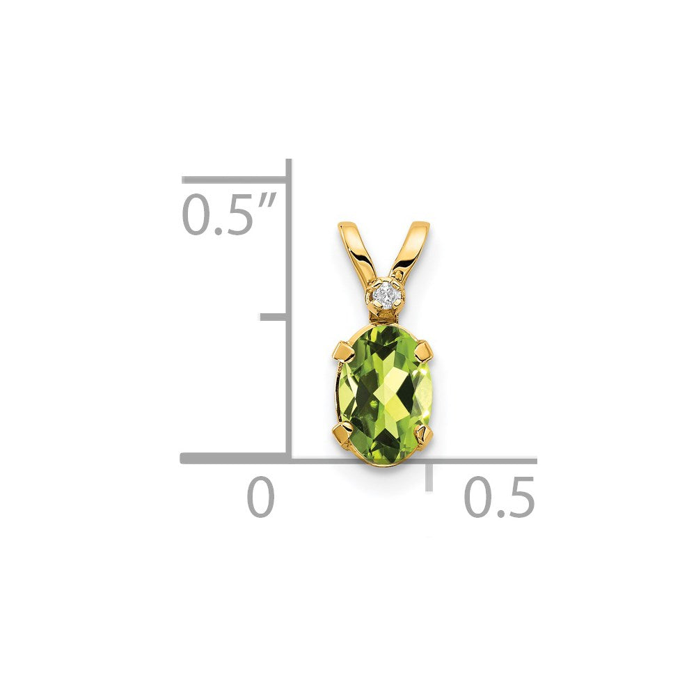 14K Gelbgold Anhänger mit Diamant und Peridot-Geburtsstein