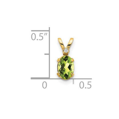 14K Gelbgold Anhänger mit Diamant und Peridot-Geburtsstein