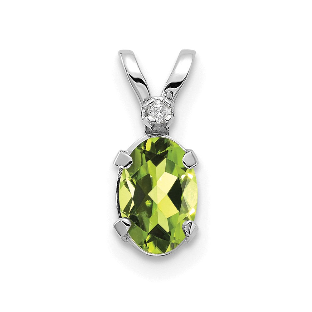 14K Weißgold Diamant und Peridot Geburtsstein Anhänger