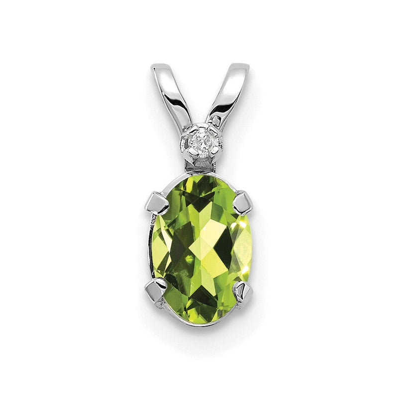 14K Weißgold Diamant und Peridot Geburtsstein Anhänger
