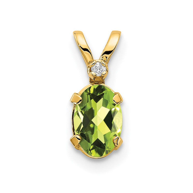 14K Gelbgold Anhänger mit Diamant und Peridot-Geburtsstein