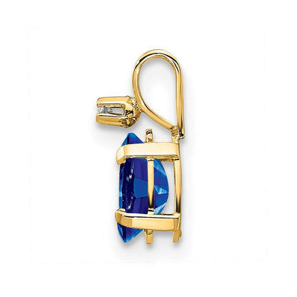 14K Gold Anhänger mit Diamant und Saphir-Geburtsstein