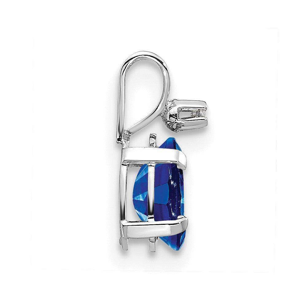14K Weißgold Diamant und Saphir Geburtsstein Anhänger