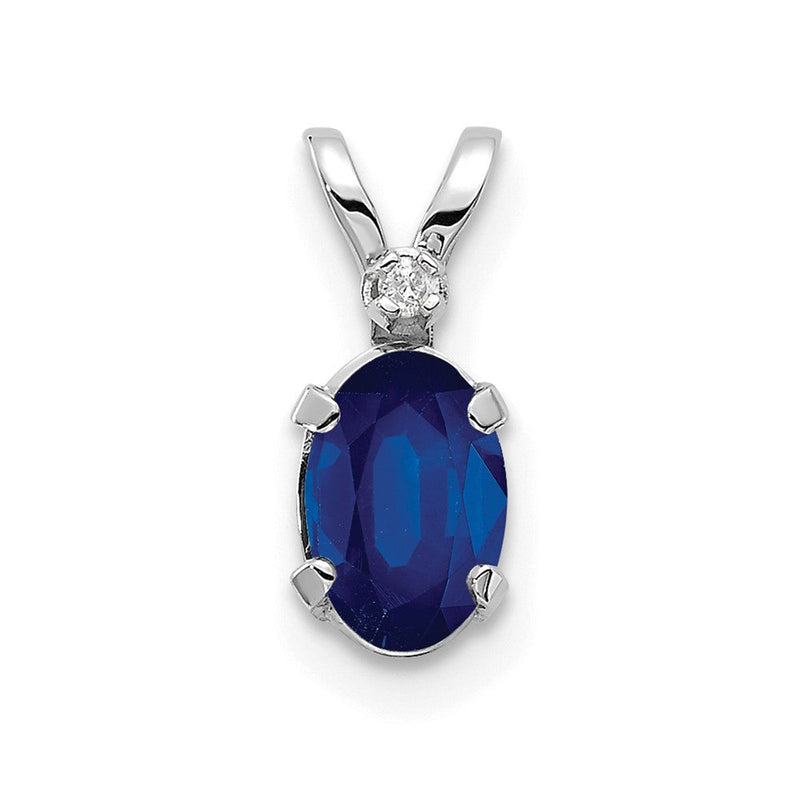 14K Weißgold Diamant und Saphir Geburtsstein Anhänger
