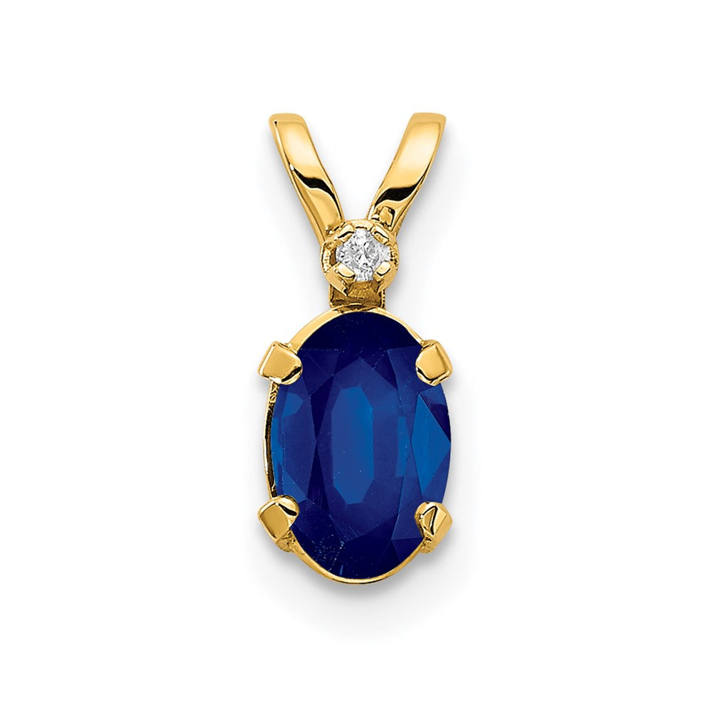 14K Gold Anhänger mit Diamant und Saphir-Geburtsstein