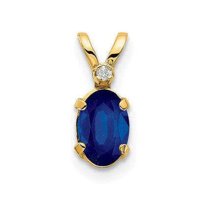 14K Gold Anhänger mit Diamant und Saphir-Geburtsstein