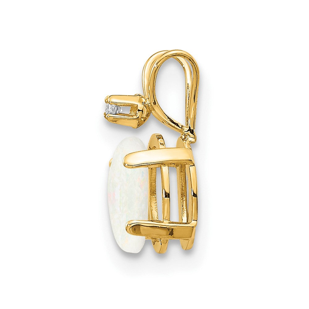 14K Anhänger mit Diamant und Opal-Geburtsstein