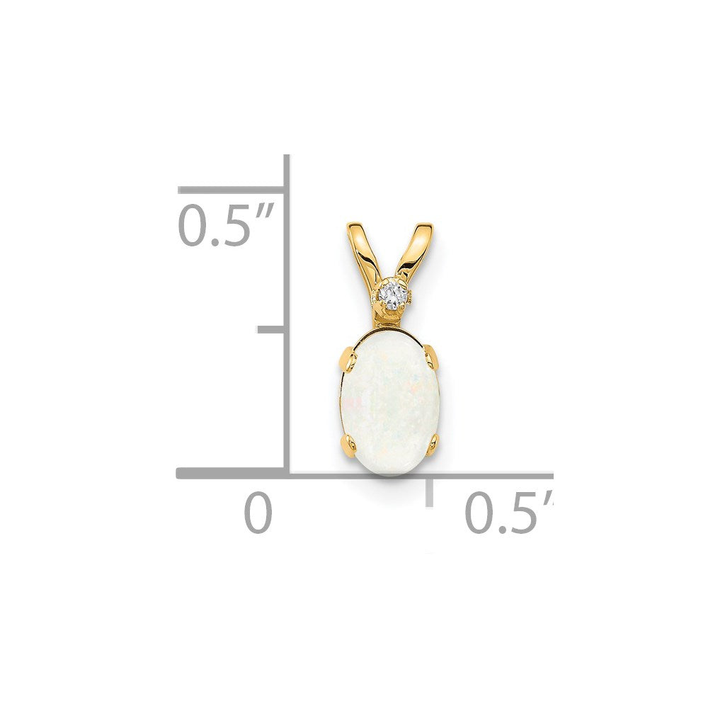 14K Anhänger mit Diamant und Opal-Geburtsstein