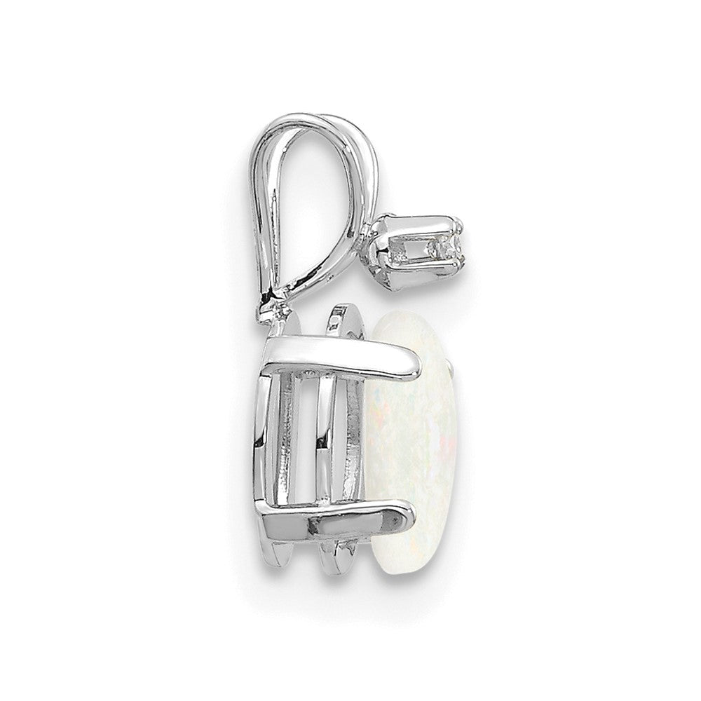 14K Weißgold Diamant und Opal Geburtsstein Anhänger