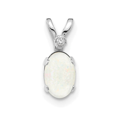 14K Weißgold Diamant und Opal Geburtsstein Anhänger
