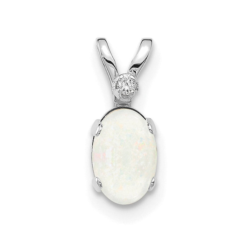 14K Weißgold Diamant und Opal Geburtsstein Anhänger