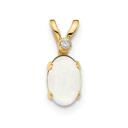 14K Anhänger mit Diamant und Opal-Geburtsstein