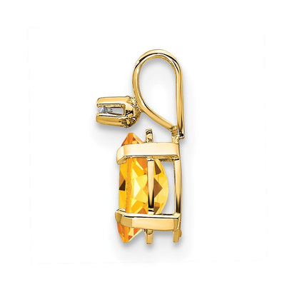 14K Gelbgold Anhänger mit Diamant und Citrin-Geburtsstein