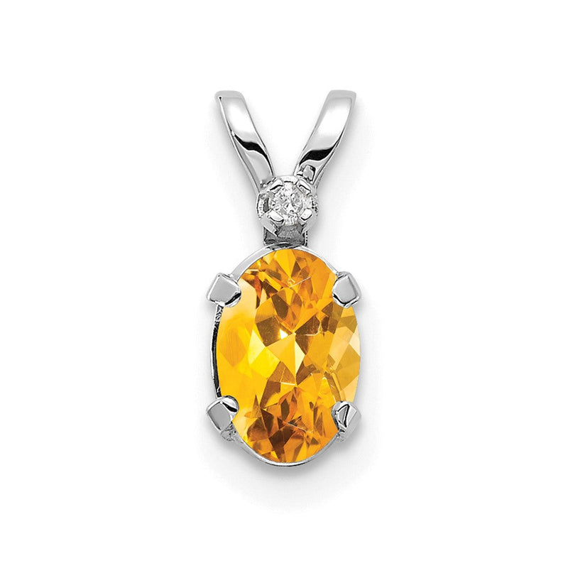 14K Weißgold Diamant und Citrin Geburtsstein Anhänger