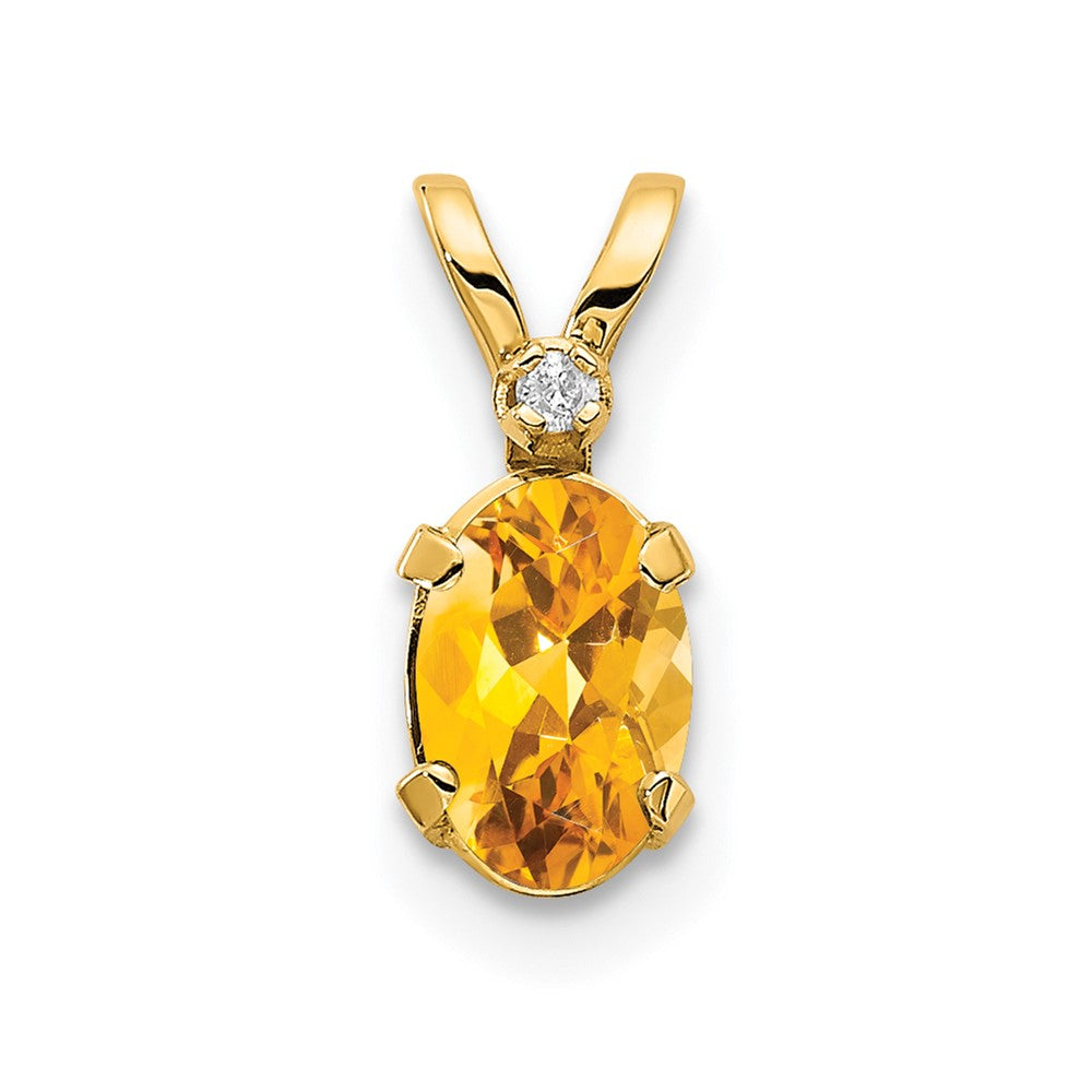 14K Gelbgold Anhänger mit Diamant und Citrin-Geburtsstein