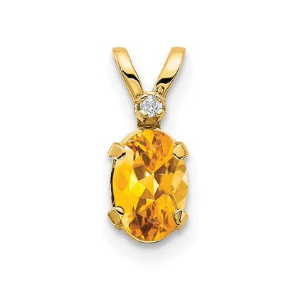 14K Gelbgold Anhänger mit Diamant und Citrin-Geburtsstein
