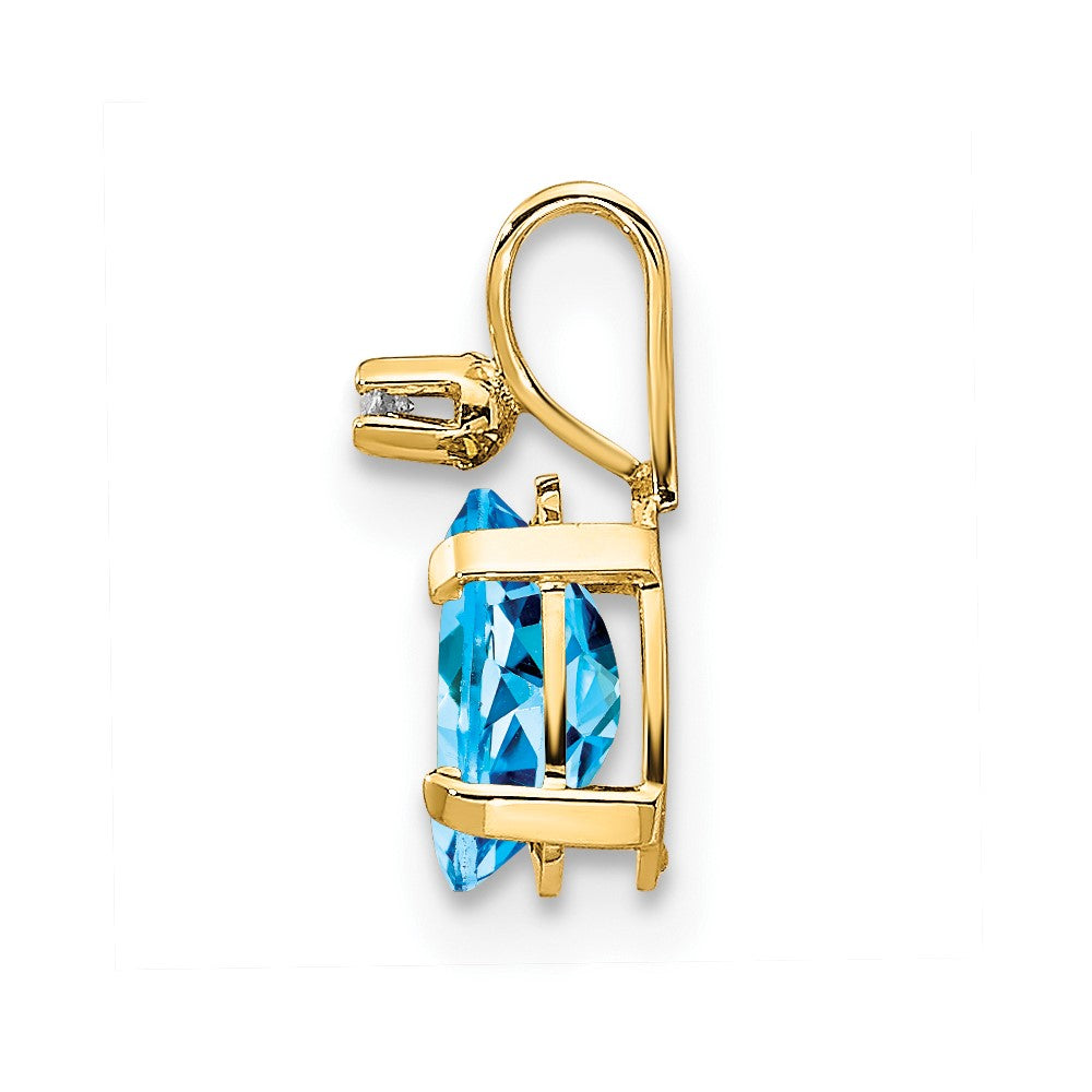 14K Gelbgold Anhänger mit Blautopas-Geburtsstein und Diamant