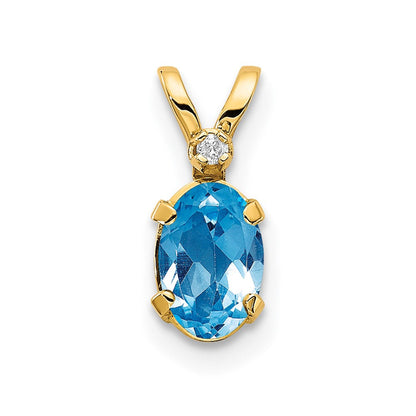 14K Gelbgold Anhänger mit Blautopas-Geburtsstein und Diamant