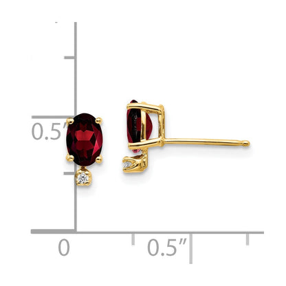 Ohrringe aus 14K Gelbgold mit Diamant und Granat