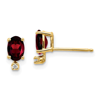 Ohrringe aus 14K Gelbgold mit Diamant und Granat