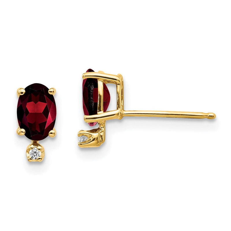 14K Gelbgold Ohrringe mit Diamant und Granat