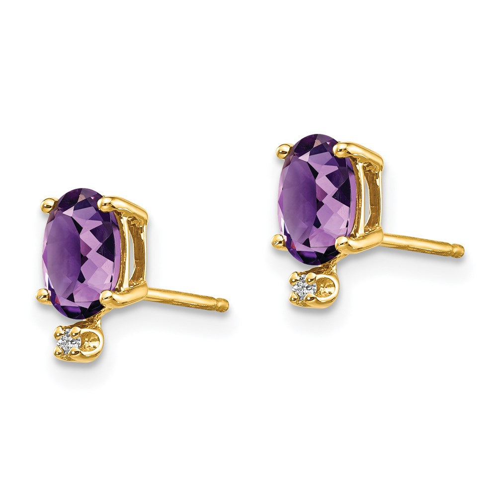 14K Gelbgold Diamant- und Amethyst-Geburtsstein-Ohrringe