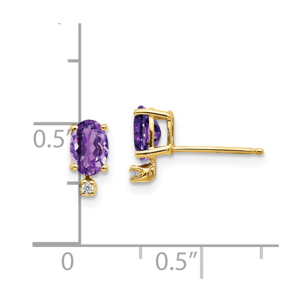 14K Gelbgold Diamant- und Amethyst-Geburtsstein-Ohrringe