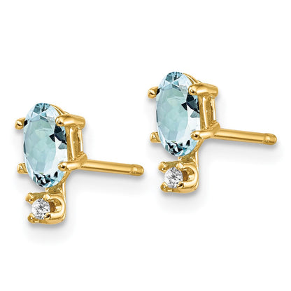 14K Ohrringe mit Diamant und Aquamarin-Geburtsstein