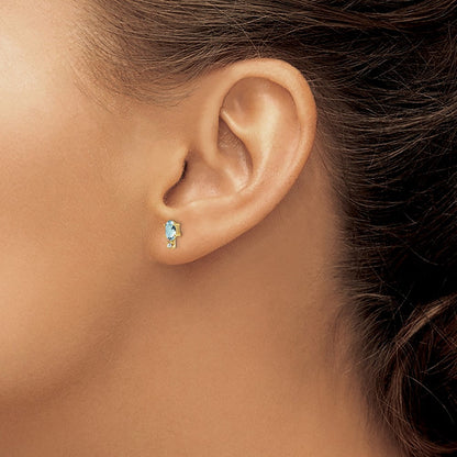 14K Ohrringe mit Diamant und Aquamarin-Geburtsstein